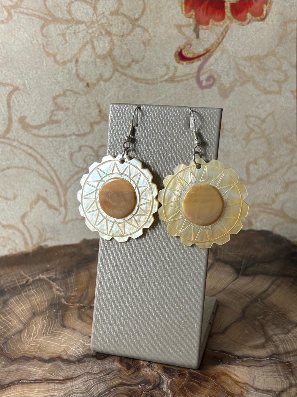 Sunburst Mother-of-Pearl Boho Drop Earrings